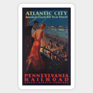 Atlantic City Pennsylvania Railroad Vintage Travel Poster Sticker